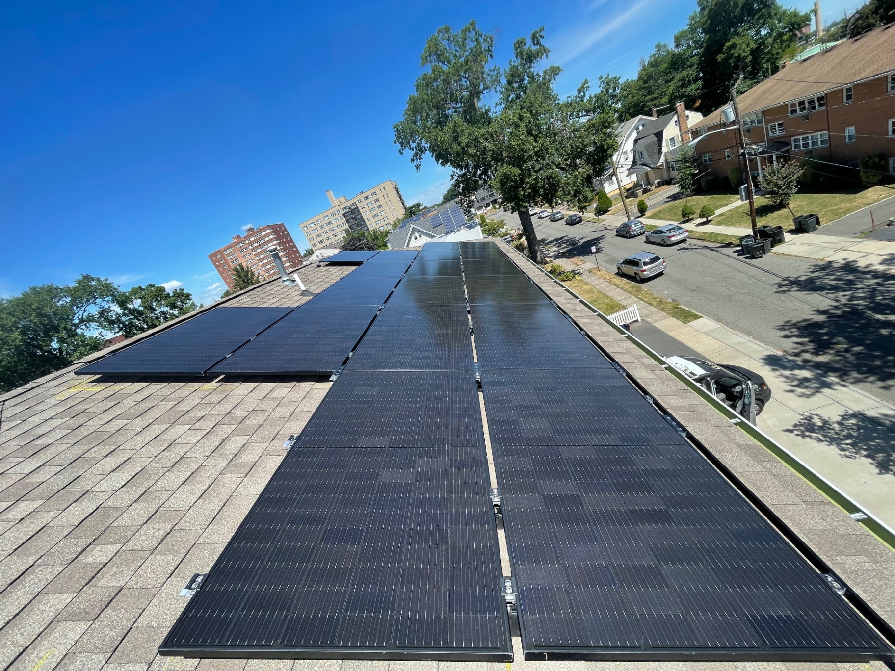 18 panel rooftop solar array installed on a home in Elizabeth, New Jersey
